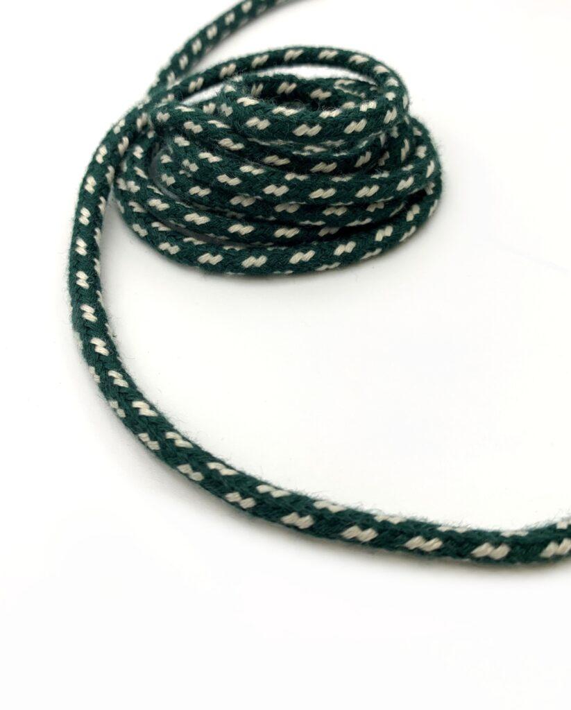 cordon de chaussure lacet tressé vert blanc TRE 2824 - Coton bio - 4mm scf(Steeple Chase - PE 23)