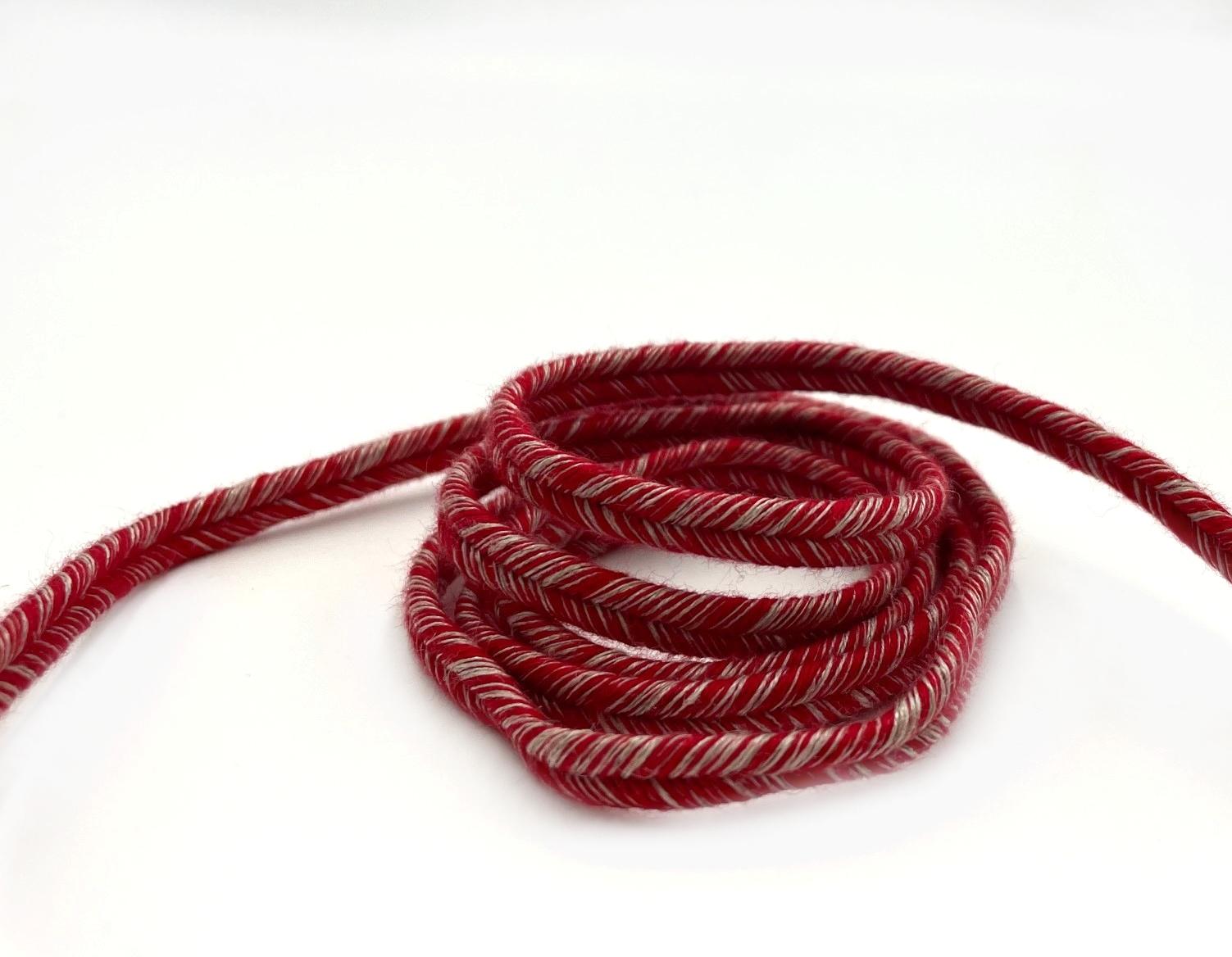 SCF- soutache chinée rouge et lin naturel - Lin, coton bio - 6mm (TREB 0938 Leadermann - PE23)